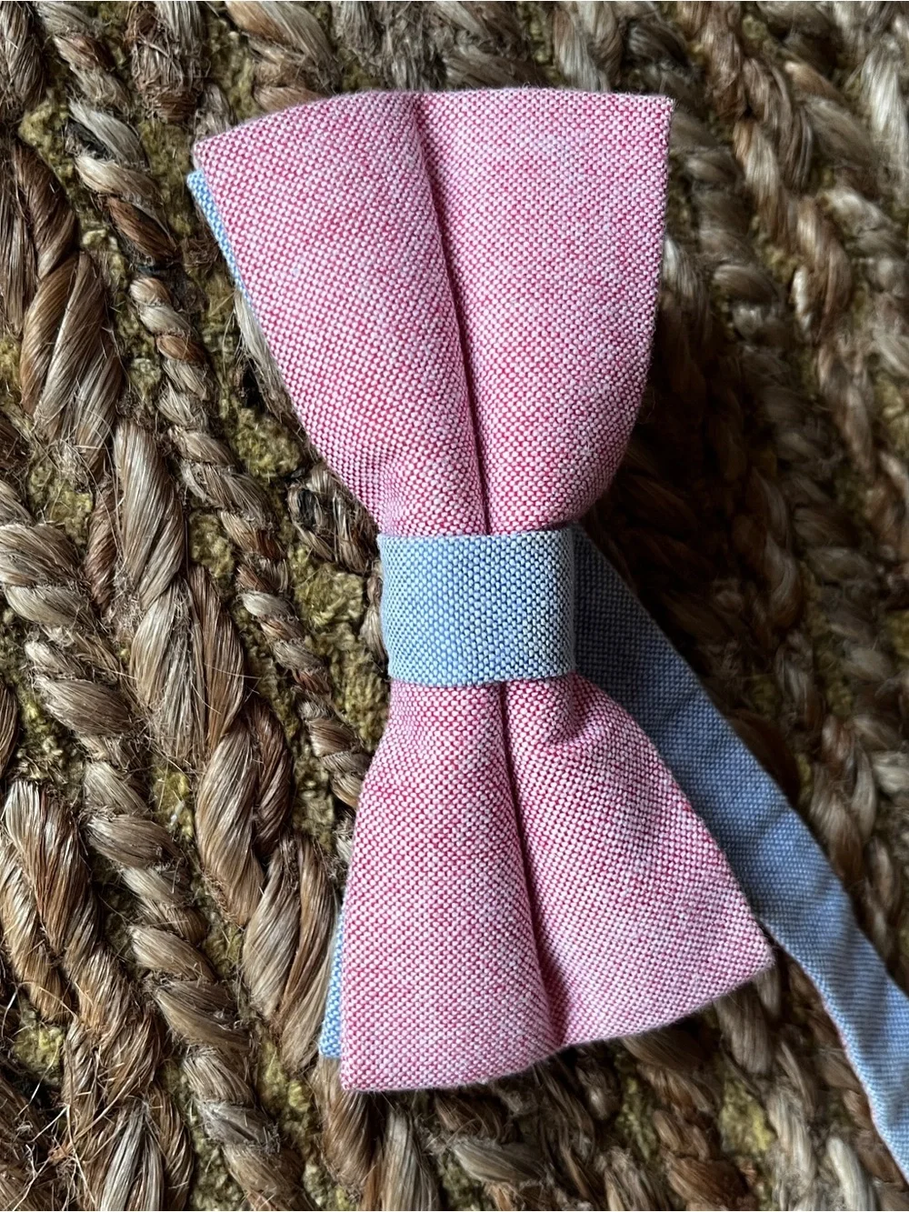 Children's Adjustable Pink Bow Tie with Grey Center Accent